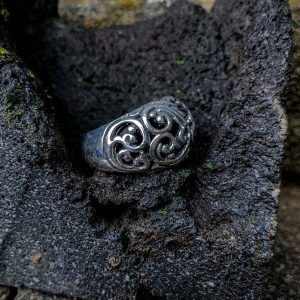 NY-R053- Sterling Silver Cast Bali Ornate Ring