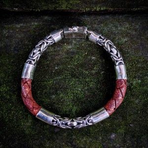 NY-CHB057-Silver Chain And Leather Bracelet