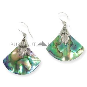 NY-ER131-Silver Dangling Earring With Abalone Fan Shape