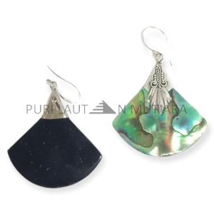 NY-ER131-Silver Dangling Earring With Abalone Fan Shape