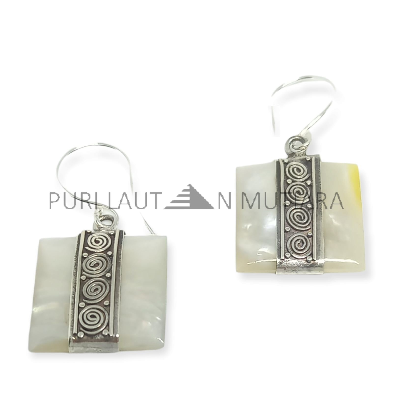 NY-ER143-Silver Earring With Square MOP