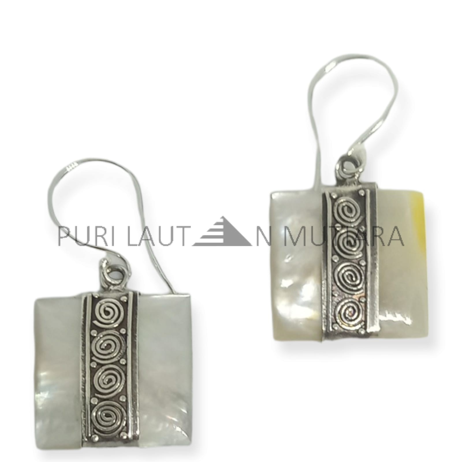 NY-ER143-Silver Earring With Square MOP