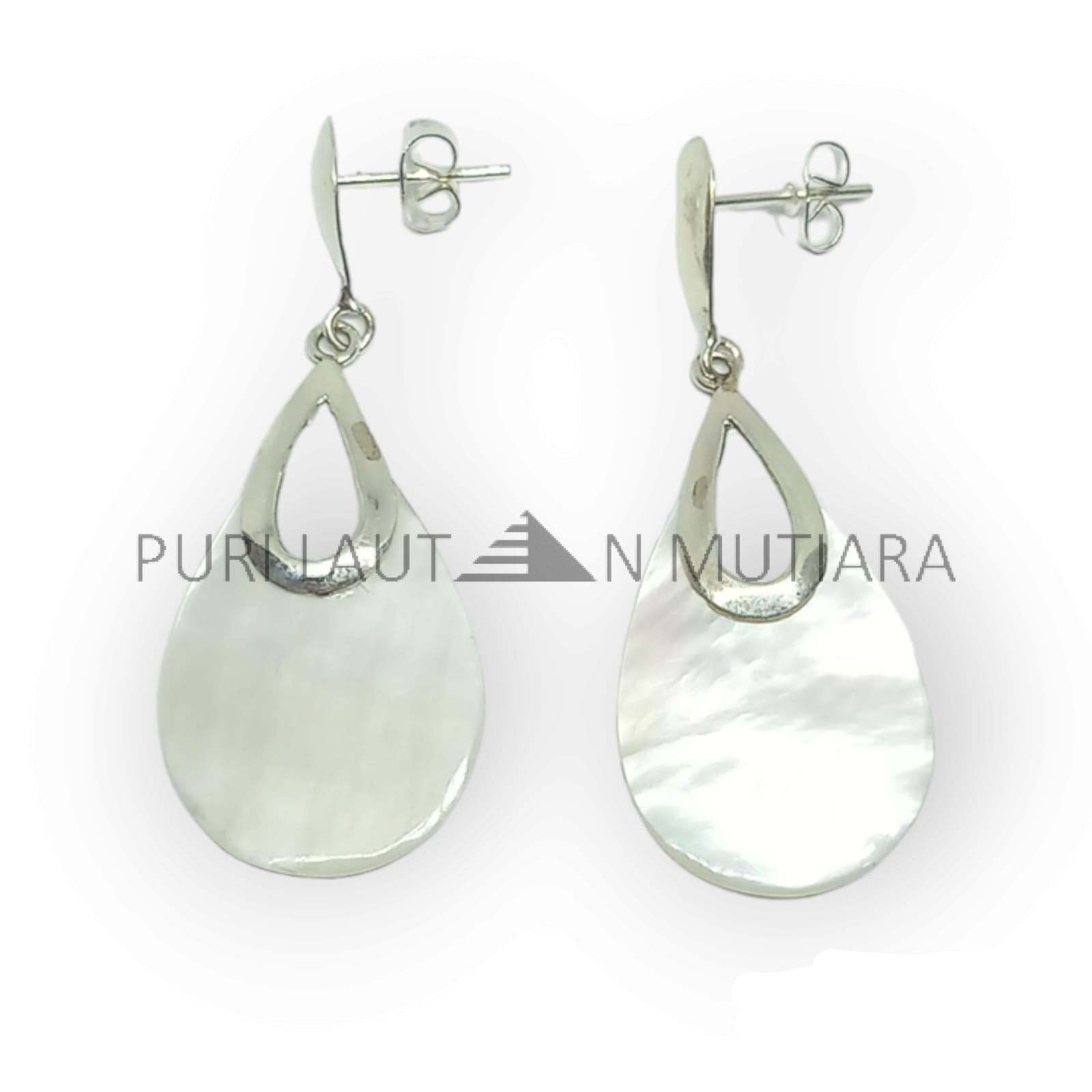 NY-ER153-Silver Stud Earring With MOP