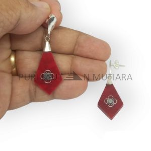 NY-ER154-Silver Dangling Earring With Coral