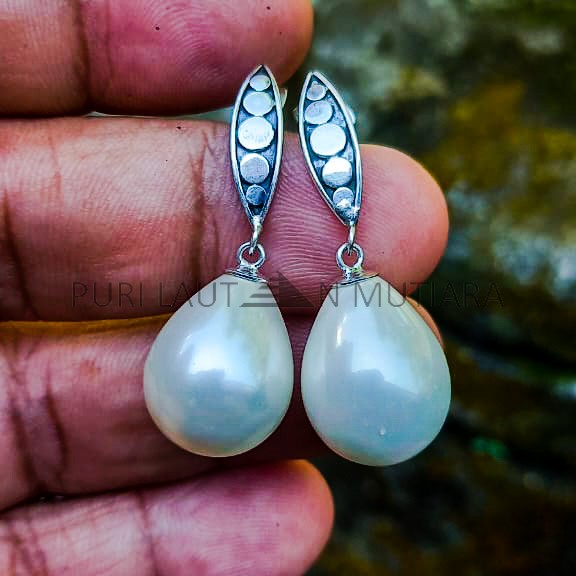 NY-ER156-Silver Stud Earring With Pearl Drop