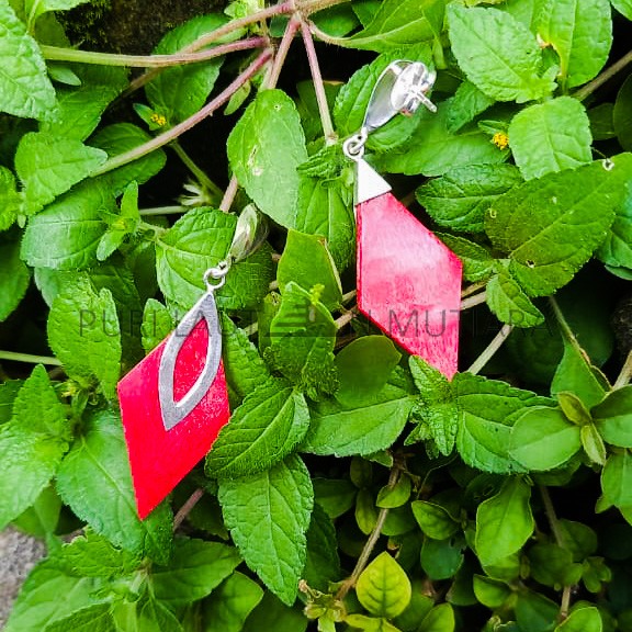 NY-ER159-Silver Dangling Earring With Coral