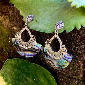 NY-ER166-Silver Dangling Earring With Abalone