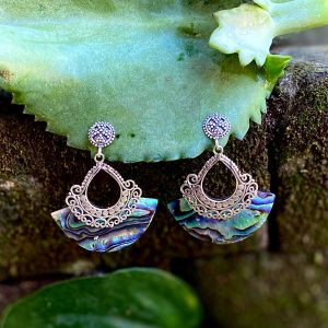 NY-ER166-Silver Dangling Earring With Abalone