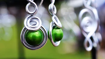 Handmade green wire earring