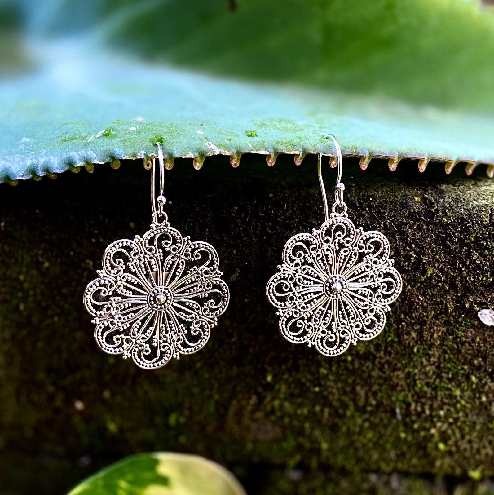 NY-ER169-Bali Silver Filigree Earrings