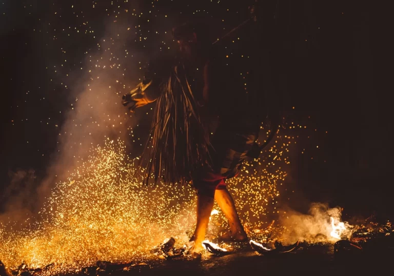 Person walking fire, Ubud, Indonesia