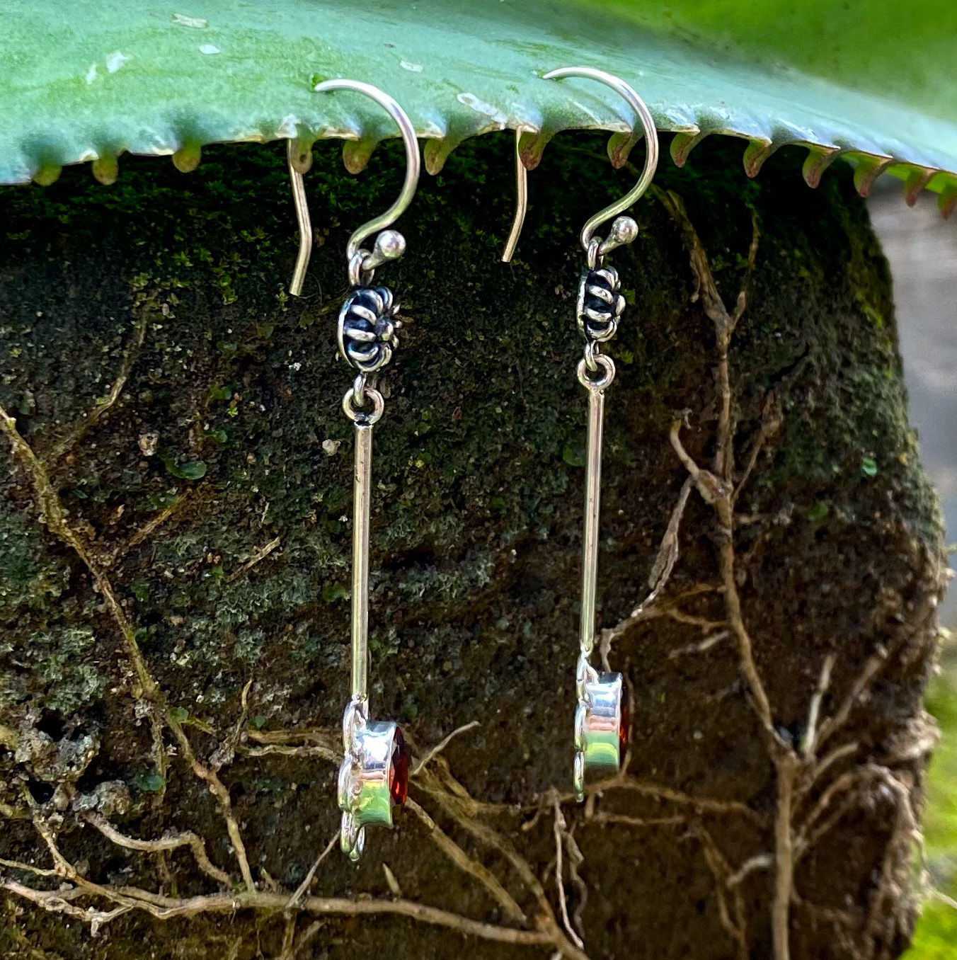 NY-ER171-Bali Silver Gemstone Earrings