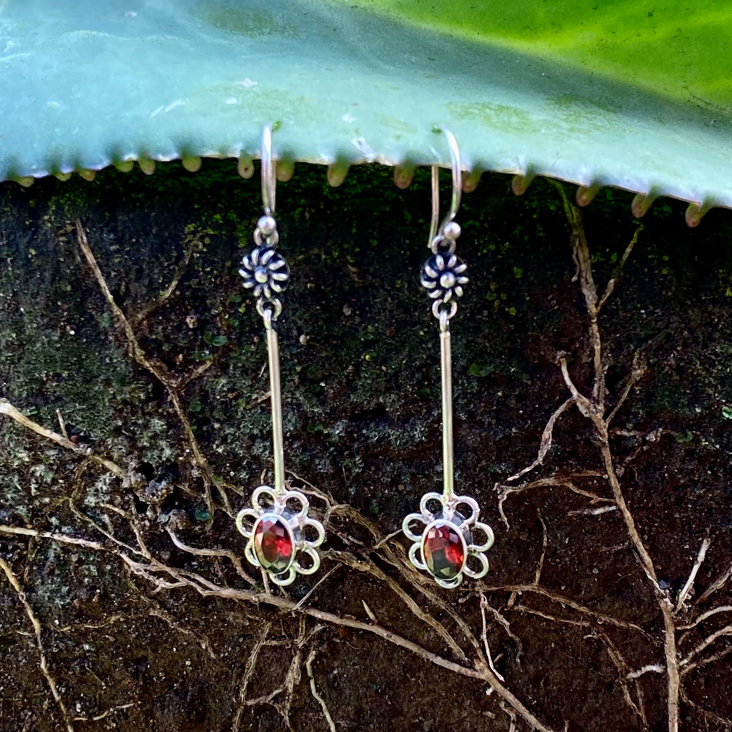 NY-ER171-Bali Silver Gemstone Earrings