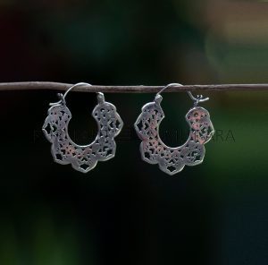 IER005 925 Sterling Silver Dangle Hoop Earrings Elegant
