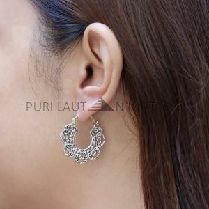 IER005 925 Sterling Silver Dangle Hoop Earrings Elegant
