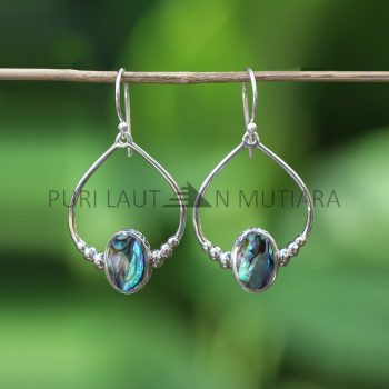 IER016-Sterling Silver Earrings Romantic Heart Shape Abalone 