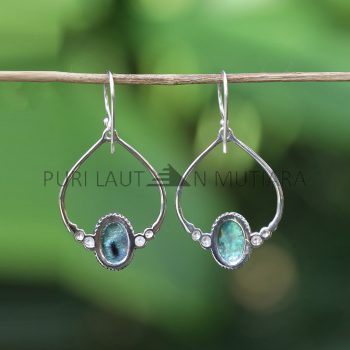 IER016-Sterling Silver Earrings Romantic Heart Shape Abalone