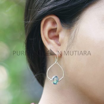 IER016-Sterling Silver Earrings Romantic Heart Shape Abalone