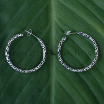 IER018-Sterling Silver Braided Hoops Ear Studs