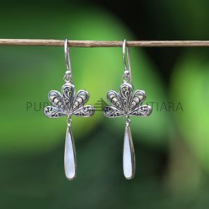 IER019-Sterling Silver Earrings Romantic Feathers Shaped