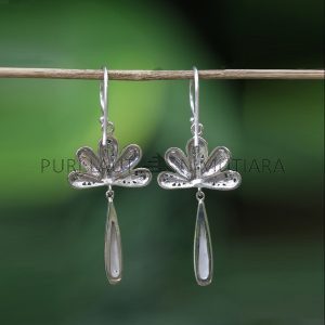 IER019-Sterling Silver Earrings Romantic Feathers Shaped