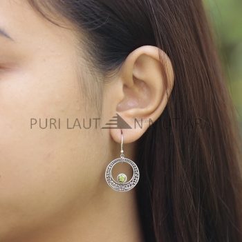 IER022-Balinese Circular Earrings 925 Sterling Silver with Gemstone