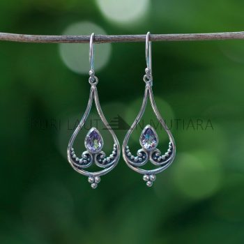 IER023-Balinese Teardrop 925 Sterling Silver Dangling Earrings
