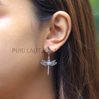 IER024-Balinese Dragonfly Sterling Silver Earrings with Gemstone