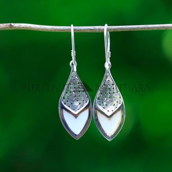 IER027 Sterling Silver Filigree Earrings with Mother of Pearl 