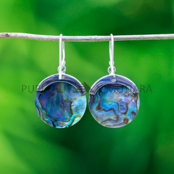 IER029 Dragonfly Motif Earrings With Abalone Shell Filigree 