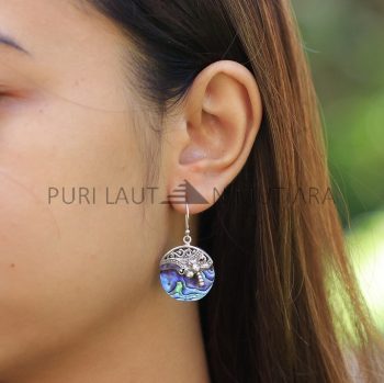 IER029 Dragonfly Motif Earrings With Abalone Shell Filigree 