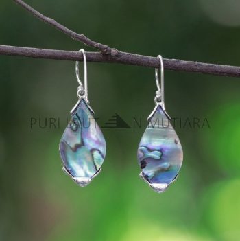 IER031-Sterling Silver Filigree Teardrop Earrings with Abalone