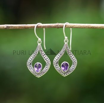 IER032-Bali Dangling Earrings Vintage Teardrop Ornate Design