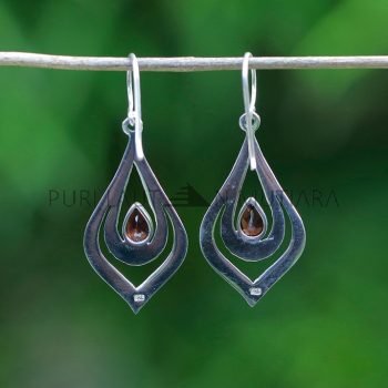 IER033-Bali Sterling Silver Armadillo Earrings with Semiprecious Stones