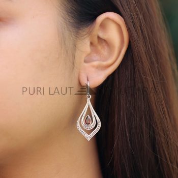 IER033-Bali Sterling Silver Armadillo Earrings with Semiprecious Stones