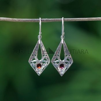 IER038-Cute Style Filigree Drop Earrings With Gemstone 