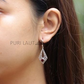 IER038-Cute Style Filigree Drop Earrings With Gemstone 