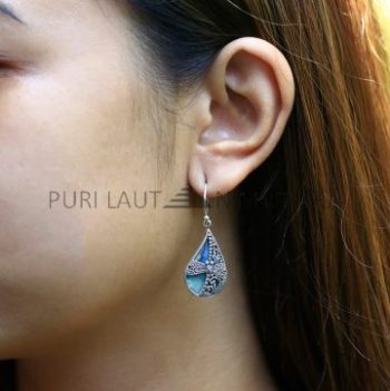 IER039-Sterling Silver Dragonfly Abalone Teardrop Earrings