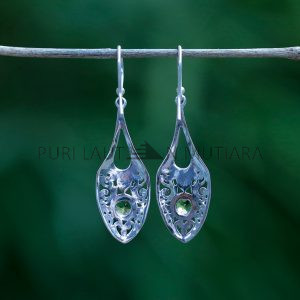 IER047-Sterling Silver Filigree Drop Earrings with Gemstone