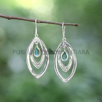 IER048-Sterling Silver Marquise Drop Earrings with Gemstone