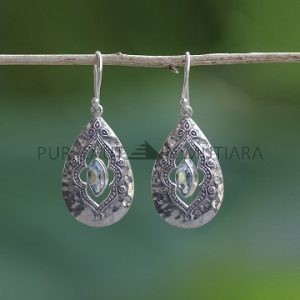 IER010-Artisan Sterling Silver Earrings Marquise Gemstones
