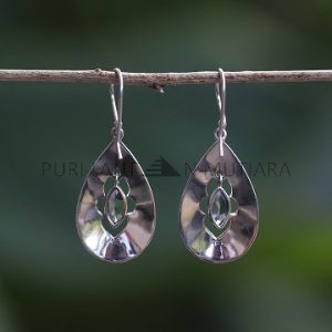 IER010-Artisan Sterling Silver Earrings Marquise Gemstones