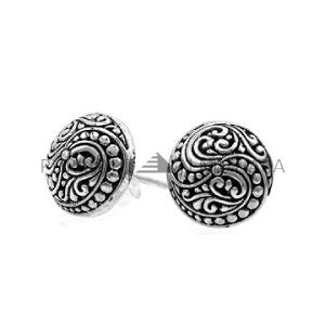 IER011-Round 925 Sterling Silver Stud Earrings Swirl And Granulation Design