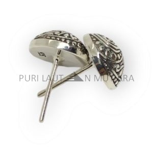 IER011-Round 925 Sterling Silver Stud Earrings Swirl And Granulation Design