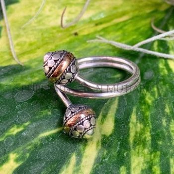 NY-R058-Free Size Ring Small Ball With Gold Accent