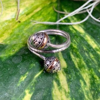 NY-R058-Free Size Ring Small Ball With Gold Accent