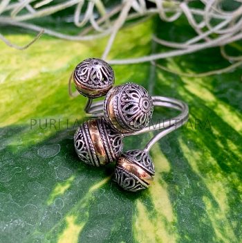 NY-R059-Free Size Ring Small Ball With Gold Accent