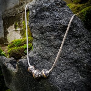 KH-NK001-Bali Ball Necklace With Gold Accent