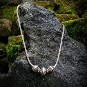 KH-NK001-Bali Ball Necklace With Gold Accent