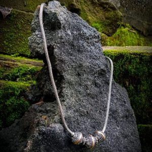 KH-NK001-Bali Ball Necklace With Gold Accent